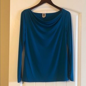 Anne Klein long sleeve blue top